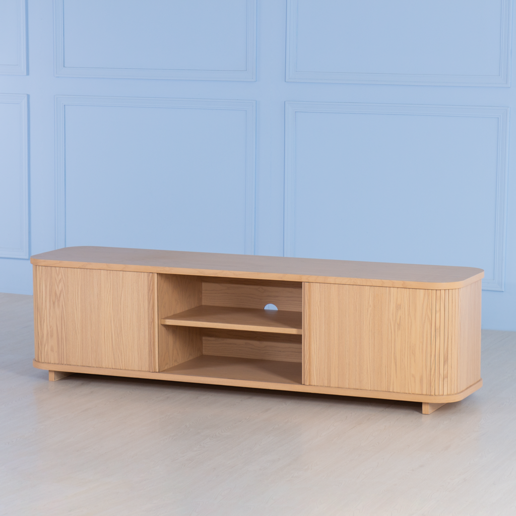 Load image into Gallery viewer, Sliders&lt;br&gt;&lt;i&gt; &lt;small&gt;TV Console in Oak&lt;/i&gt;&lt;/small&gt;