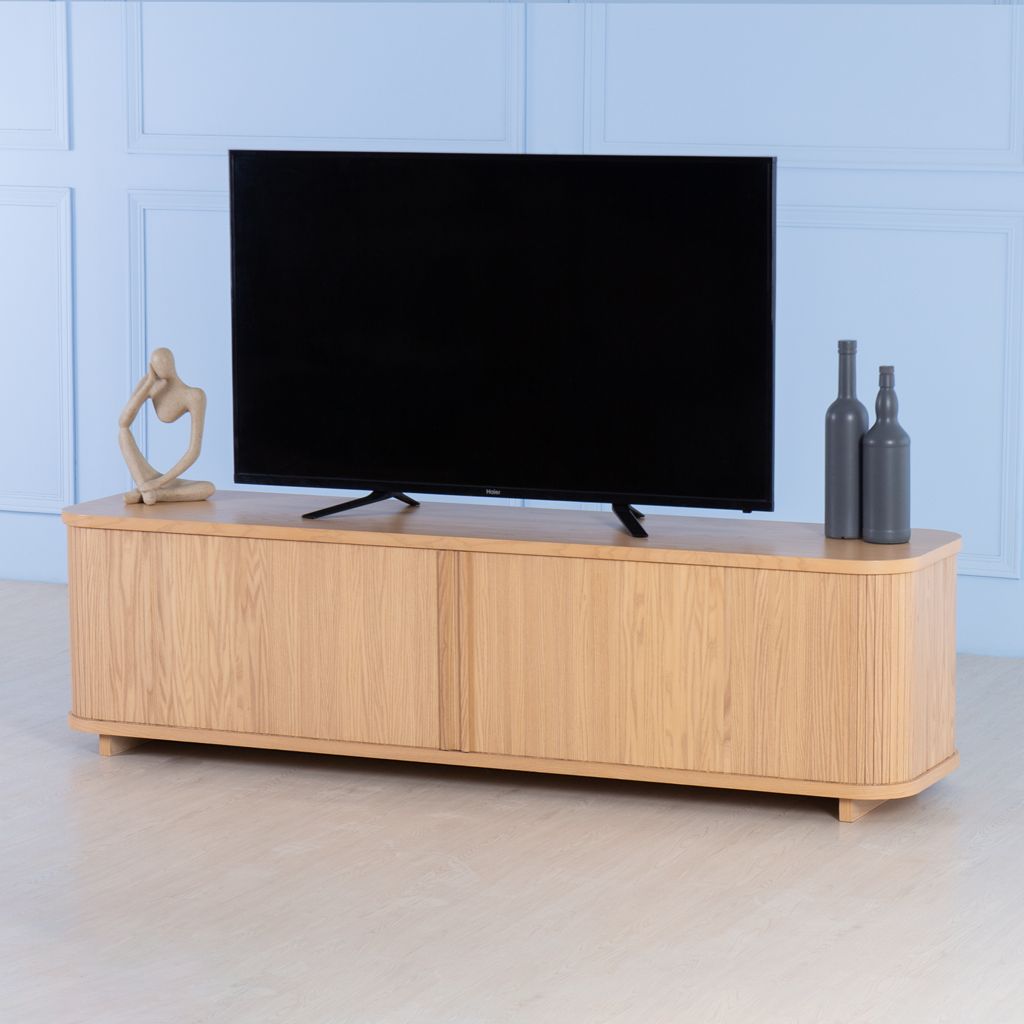 Load image into Gallery viewer, Sliders&lt;br&gt;&lt;i&gt; &lt;small&gt;TV Console in Oak&lt;/i&gt;&lt;/small&gt;