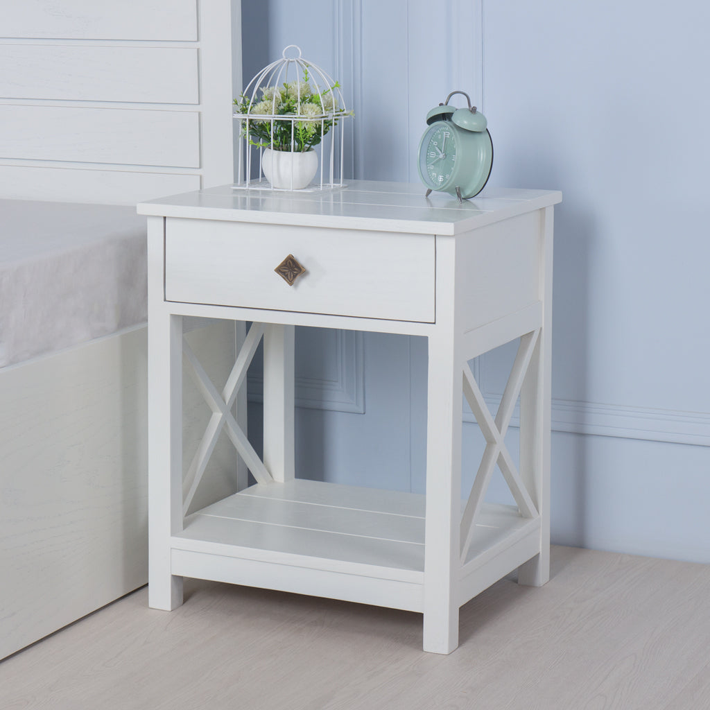 Coastal<br><i> <small>Bedside Table in White</i></small>