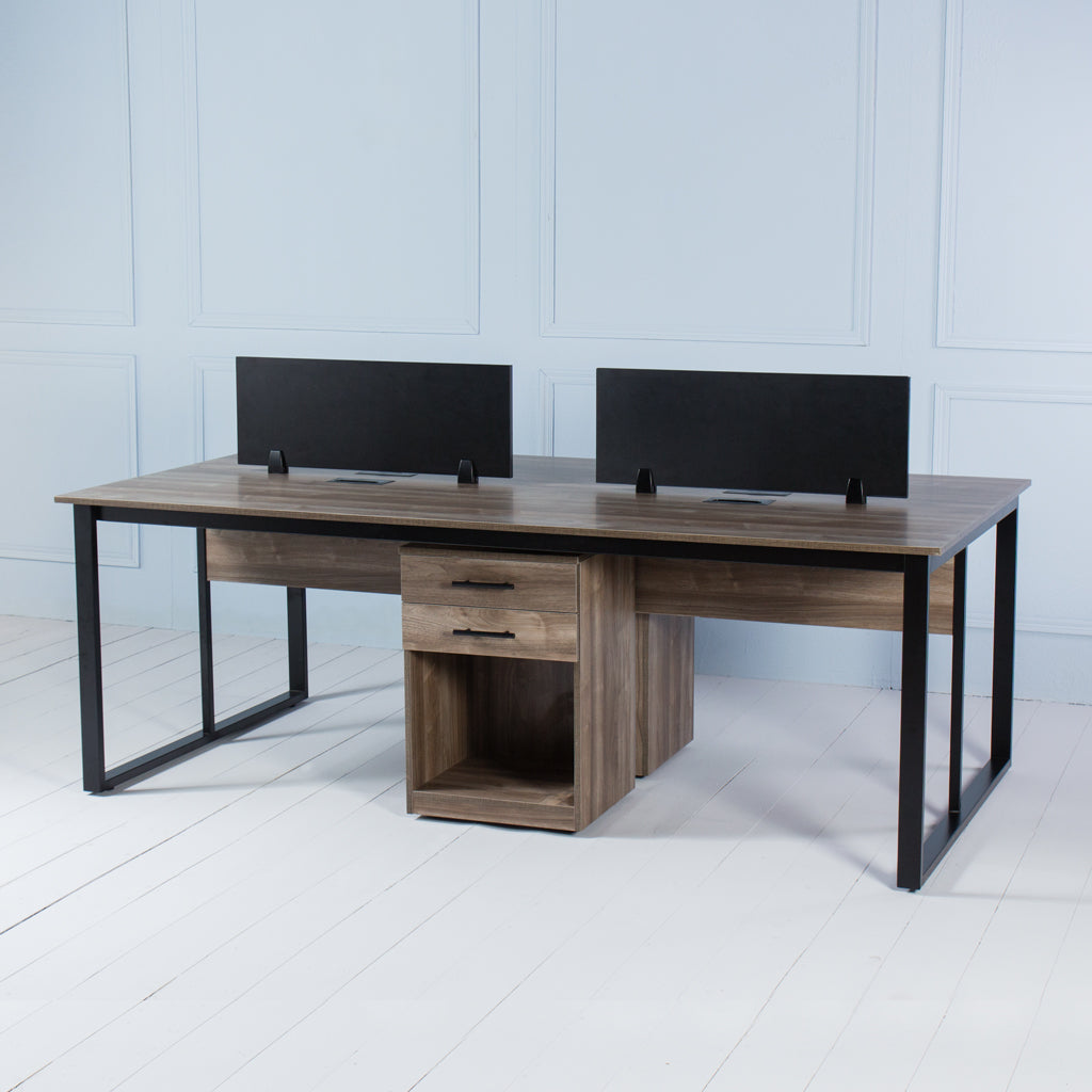 Load image into Gallery viewer, Team&lt;br&gt;&lt;i&gt; &lt;small&gt;4 Person Workstation in Walnut&lt;/i&gt;&lt;/small&gt;